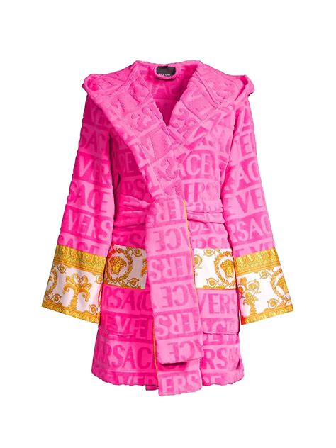 Versace Barocco Wrap Robe In Fuchsia 